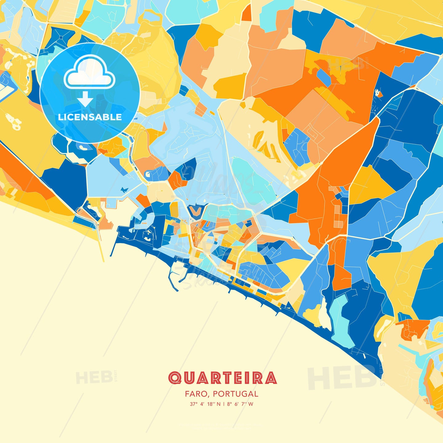 Quarteira, Faro, Portugal, map - HEBSTREITS Sketches