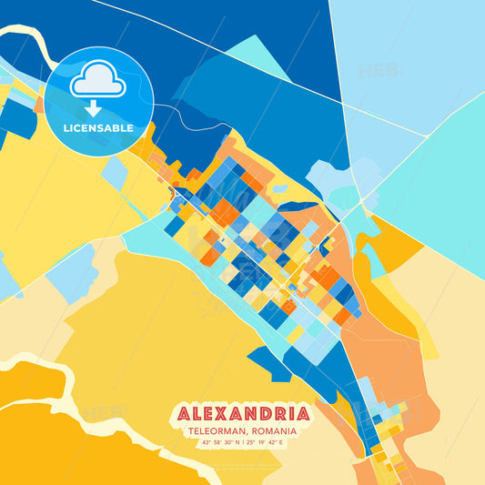 Alexandria, Teleorman, Romania, map - HEBSTREITS Sketches