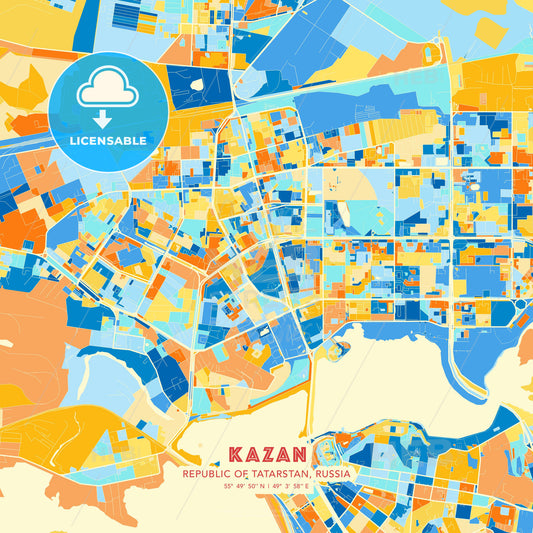Kazan, Republic of Tatarstan, Russia, map - HEBSTREITS Sketches
