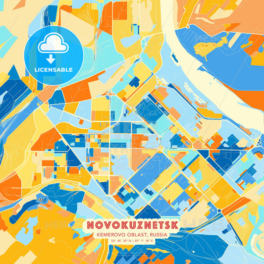Novokuznetsk, Kemerovo Oblast, Russia, map - HEBSTREITS Sketches
