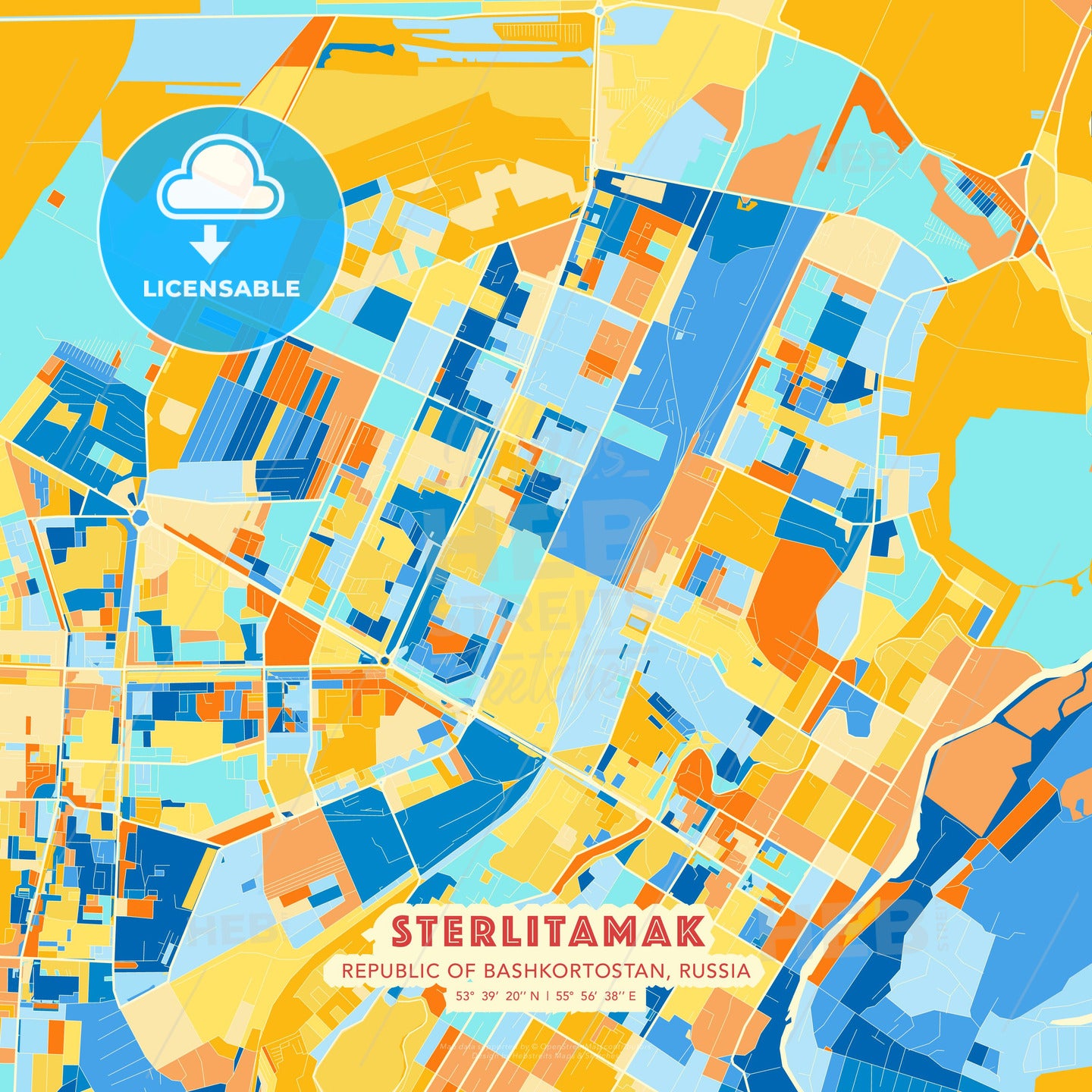 Sterlitamak, Republic of Bashkortostan, Russia, map - HEBSTREITS Sketches