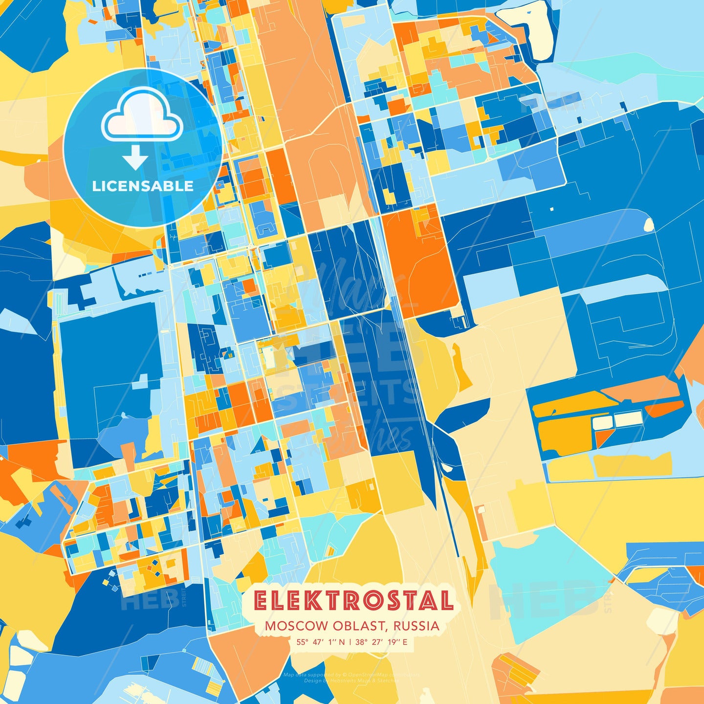 Elektrostal, Moscow Oblast, Russia, map - HEBSTREITS Sketches