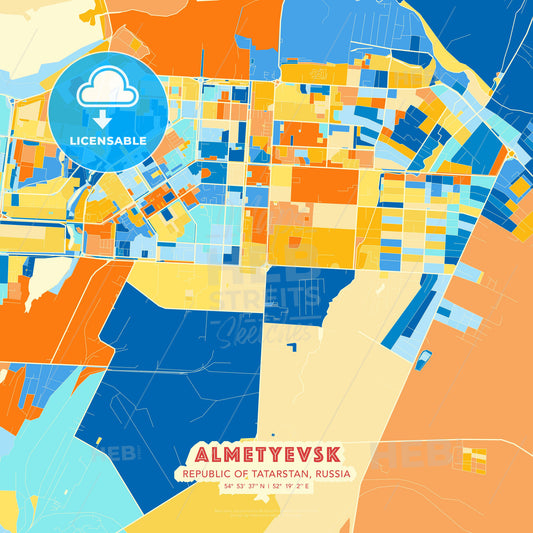 Almetyevsk, Republic of Tatarstan, Russia, map - HEBSTREITS Sketches