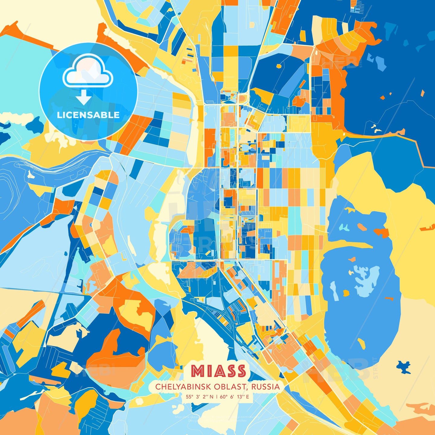 Miass, Chelyabinsk Oblast, Russia, map - HEBSTREITS Sketches