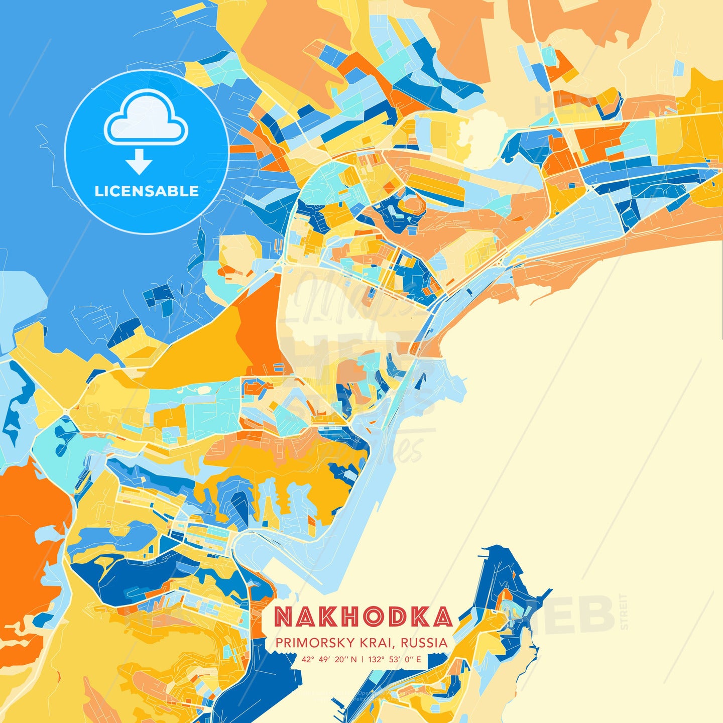 Nakhodka, Primorsky Krai, Russia, map - HEBSTREITS Sketches