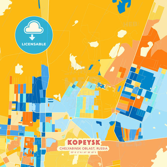 Kopeysk, Chelyabinsk Oblast, Russia, map - HEBSTREITS Sketches