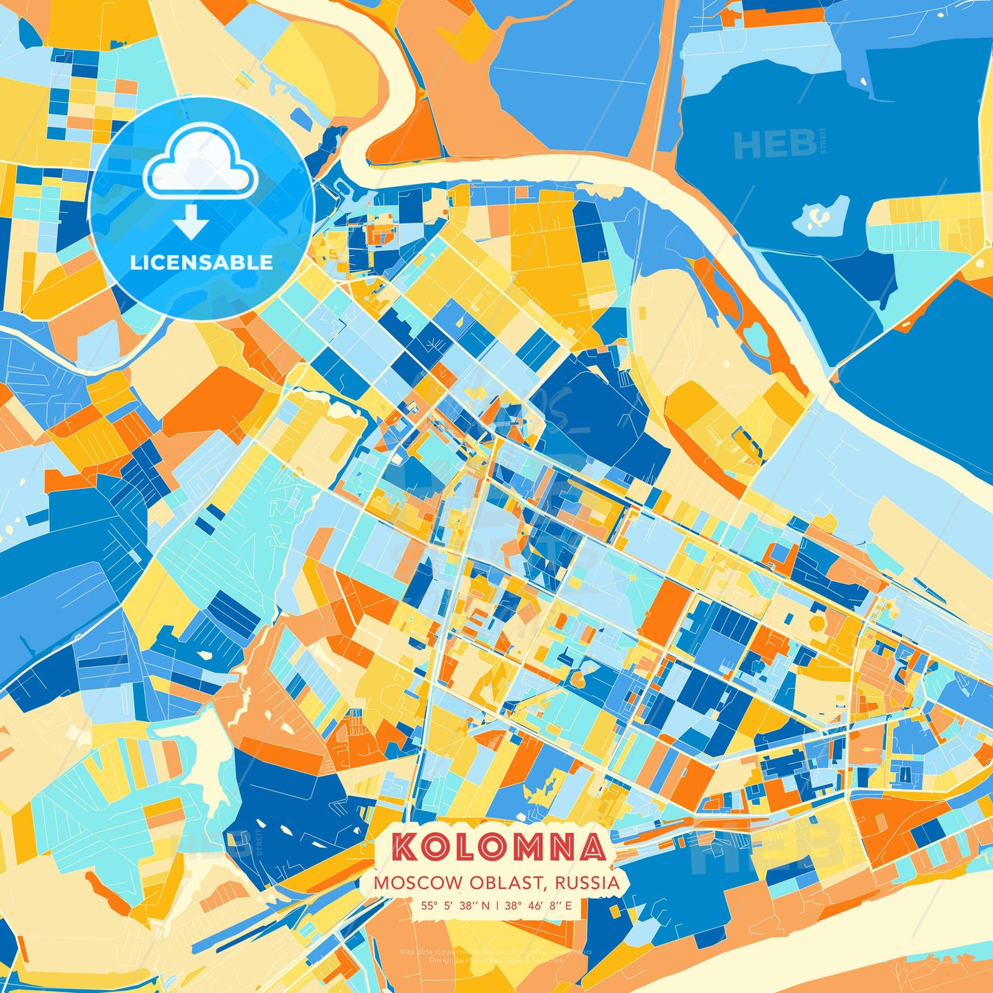 Kolomna, Moscow Oblast, Russia, map - HEBSTREITS Sketches