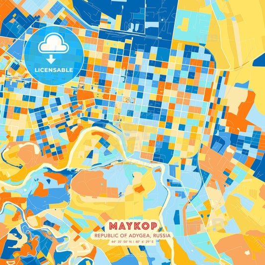 Maykop, Republic of Adygea, Russia, map - HEBSTREITS Sketches