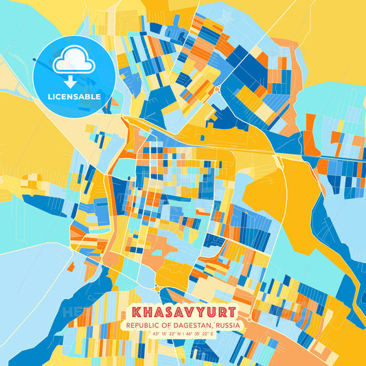 Khasavyurt, Republic of Dagestan, Russia, map - HEBSTREITS Sketches