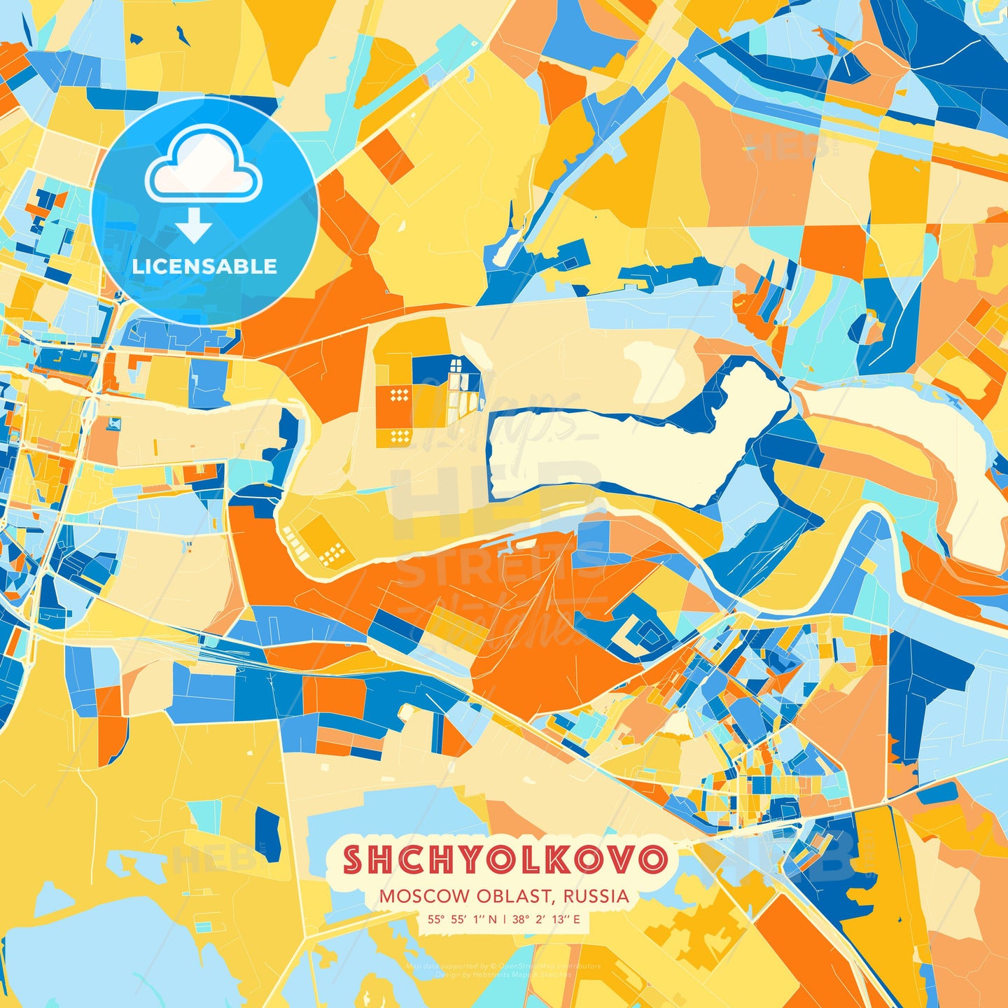 Shchyolkovo, Moscow Oblast, Russia, map - HEBSTREITS Sketches