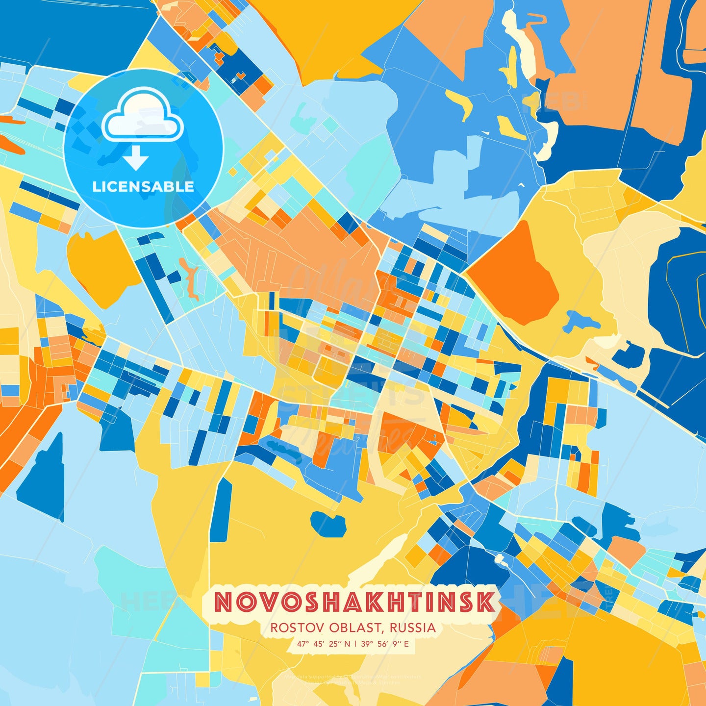 Novoshakhtinsk, Rostov Oblast, Russia, map - HEBSTREITS Sketches