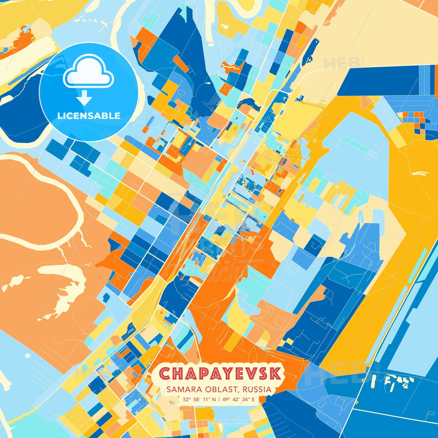 Chapayevsk, Samara Oblast, Russia, map - HEBSTREITS Sketches