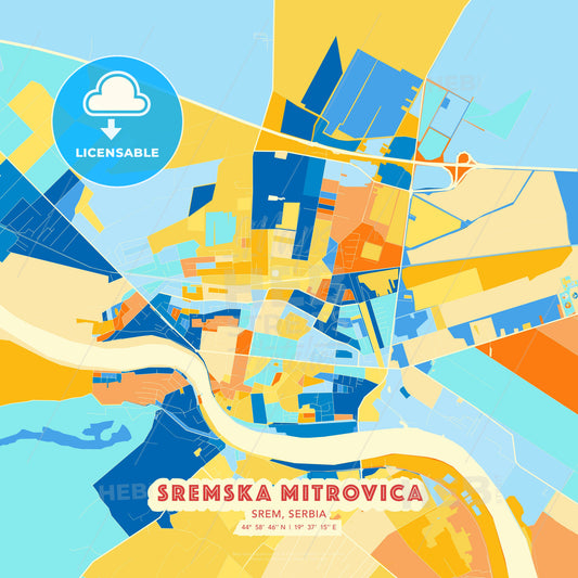 Sremska Mitrovica, Srem, Serbia, map - HEBSTREITS Sketches