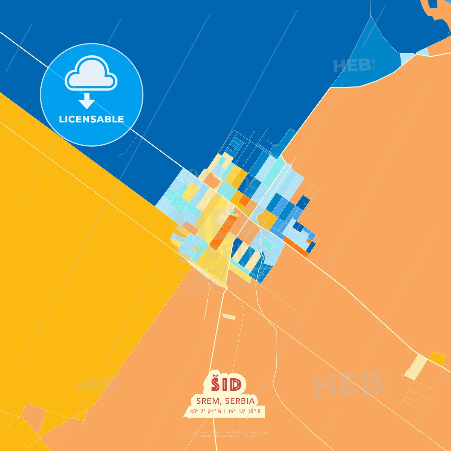Šid, Srem, Serbia, map - HEBSTREITS Sketches
