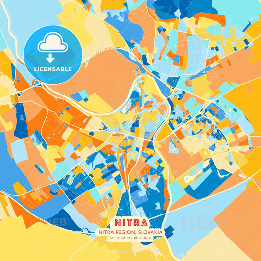 Nitra, Nitra Region, Slovakia, map - HEBSTREITS Sketches