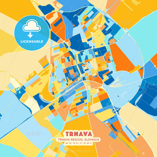 Trnava, Trnava Region, Slovakia, map - HEBSTREITS Sketches