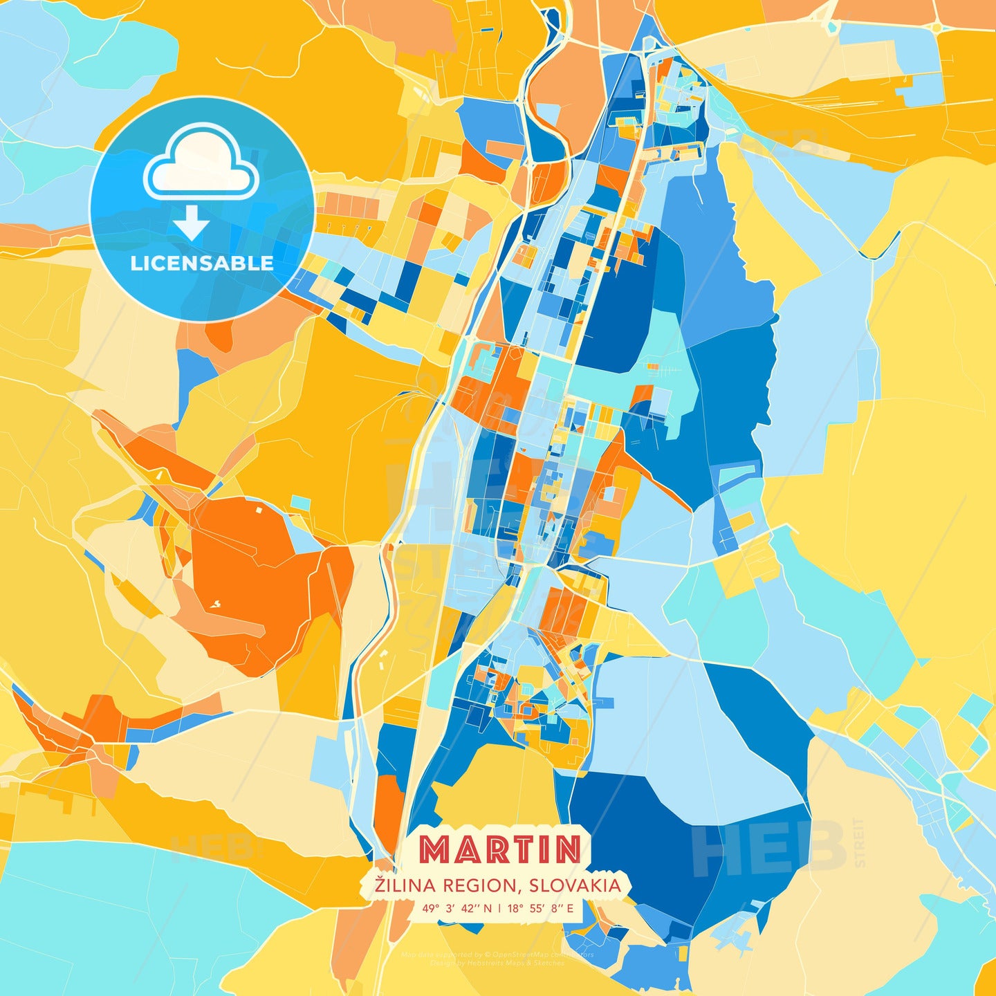 Martin, Žilina Region, Slovakia, map - HEBSTREITS Sketches