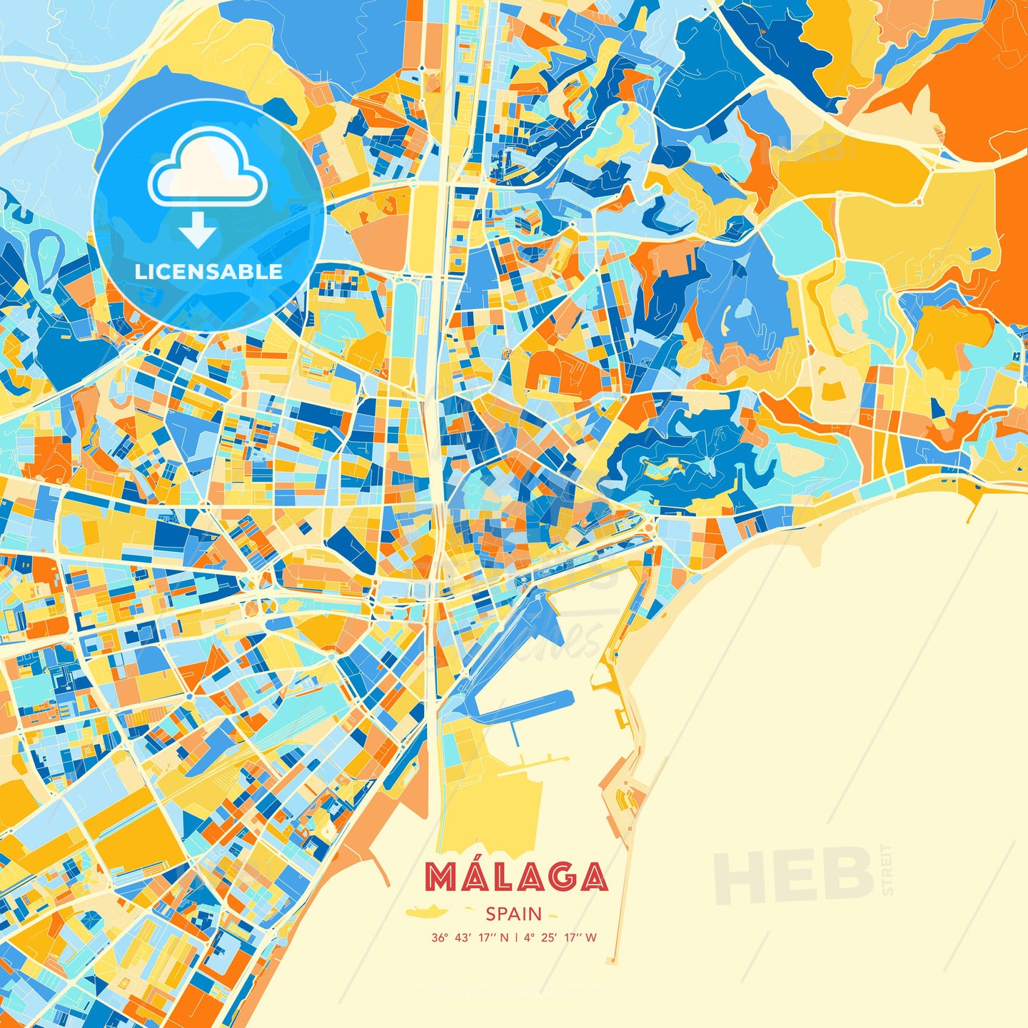 Málaga, Spain, map - HEBSTREITS Sketches