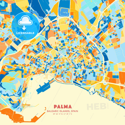 Palma, Balearic Islands, Spain, map - HEBSTREITS Sketches