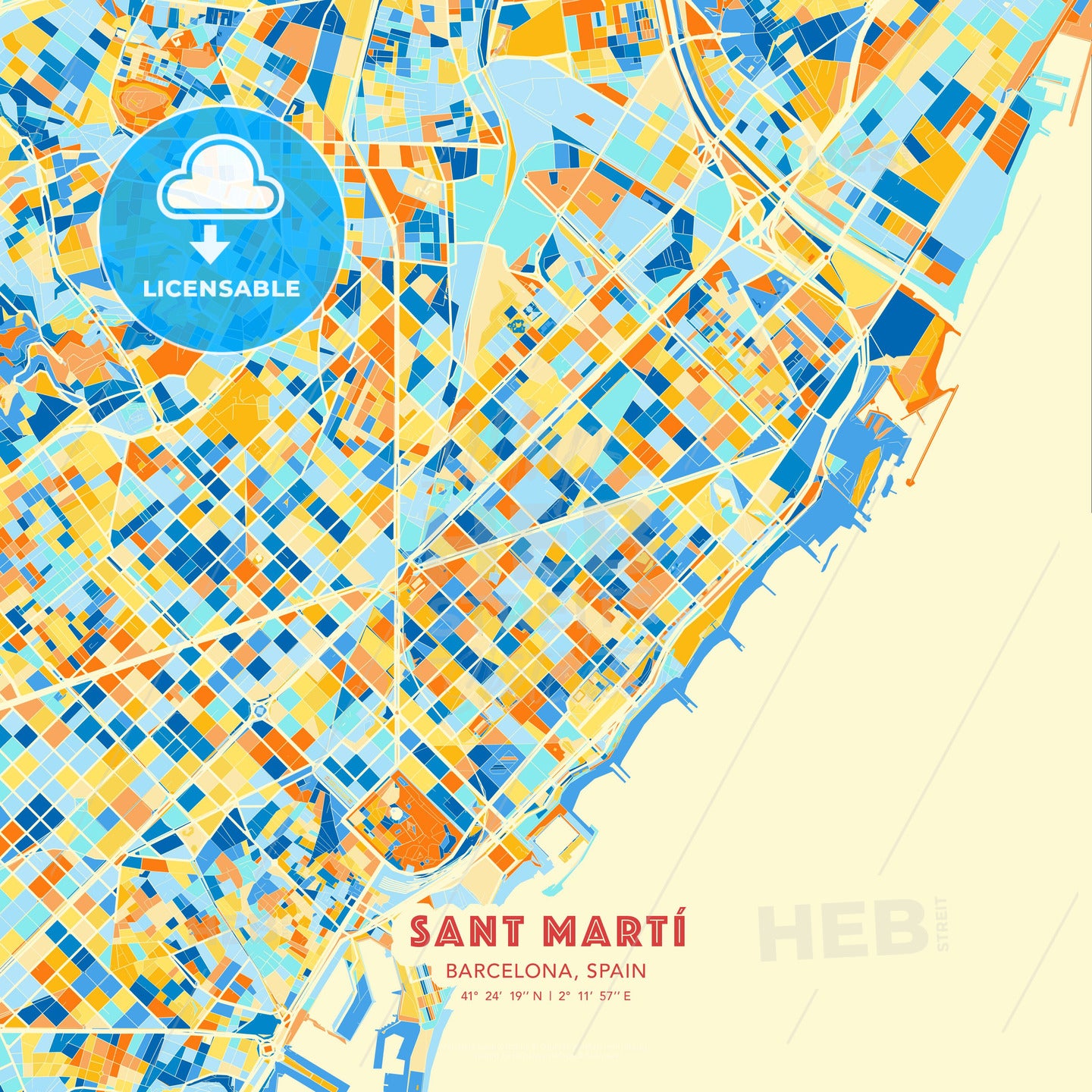 Sant Martí, Barcelona, Spain, map - HEBSTREITS Sketches