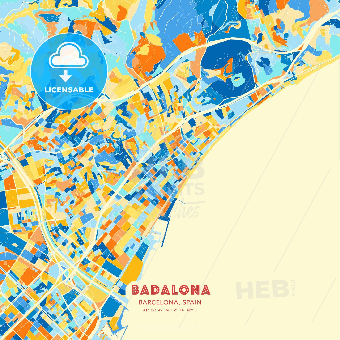 Badalona, Barcelona, Spain, map - HEBSTREITS Sketches