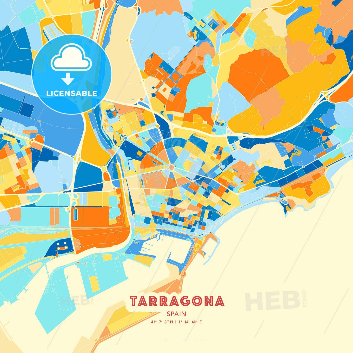 Tarragona, Spain, map - HEBSTREITS Sketches