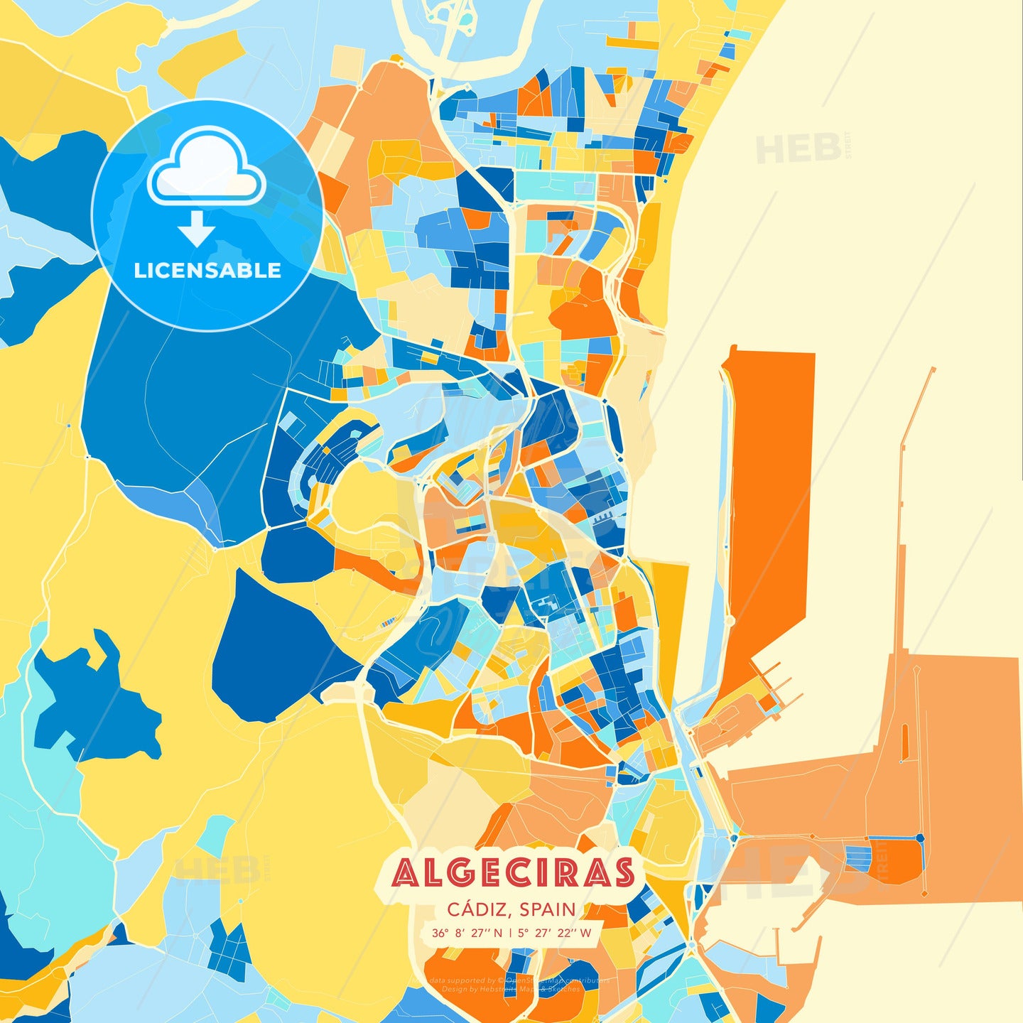 Algeciras, Cádiz, Spain, map - HEBSTREITS Sketches