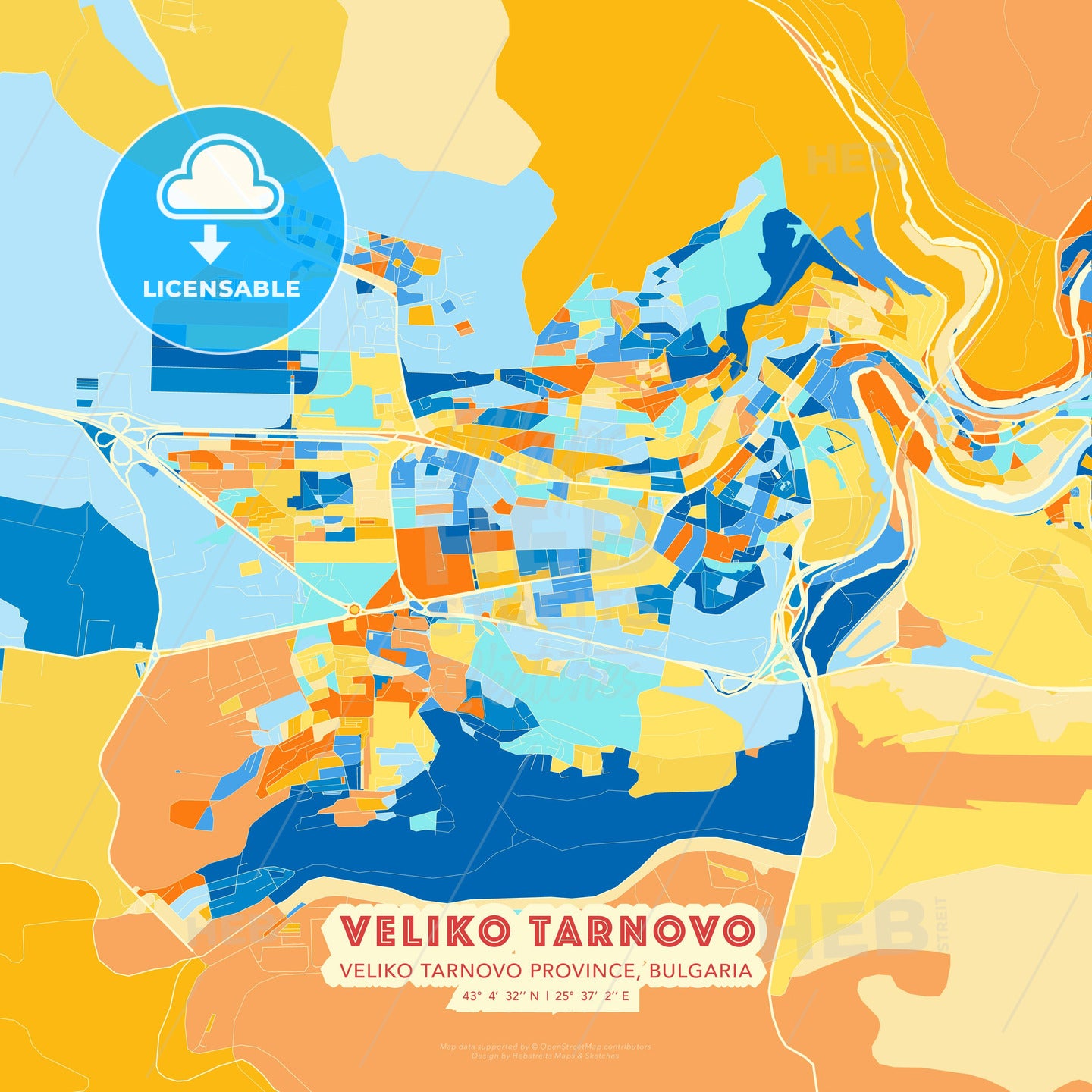 Veliko Tarnovo, Veliko Tarnovo Province, Bulgaria, map - HEBSTREITS Sketches