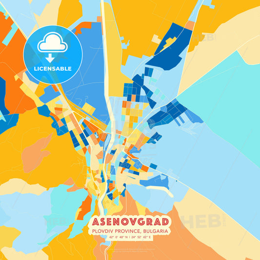 Asenovgrad, Plovdiv Province, Bulgaria, map - HEBSTREITS Sketches