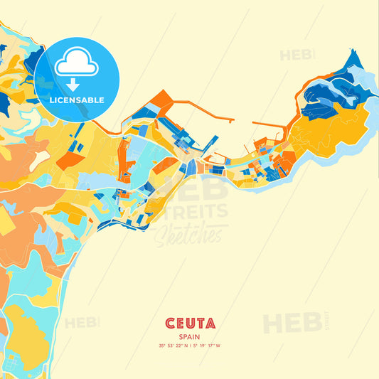 Ceuta, Spain, map - HEBSTREITS Sketches
