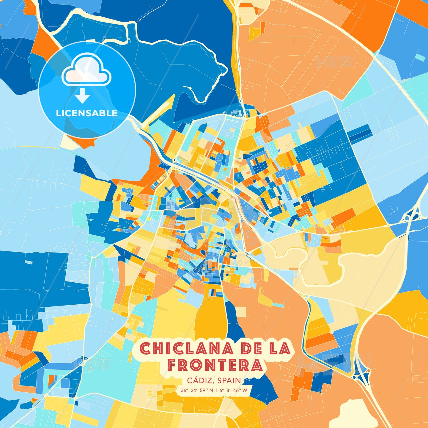 Chiclana de la Frontera, Cádiz, Spain, map - HEBSTREITS Sketches