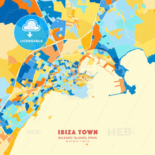 Ibiza Town, Balearic Islands, Spain, map - HEBSTREITS Sketches