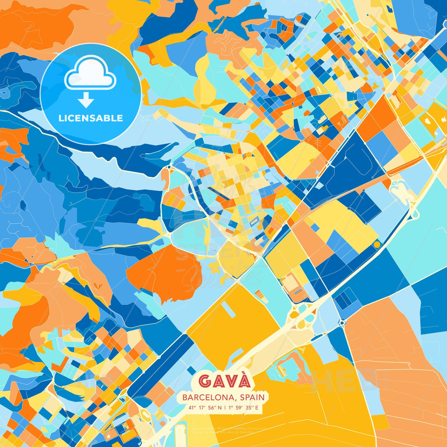 Gavà, Barcelona, Spain, map - HEBSTREITS Sketches