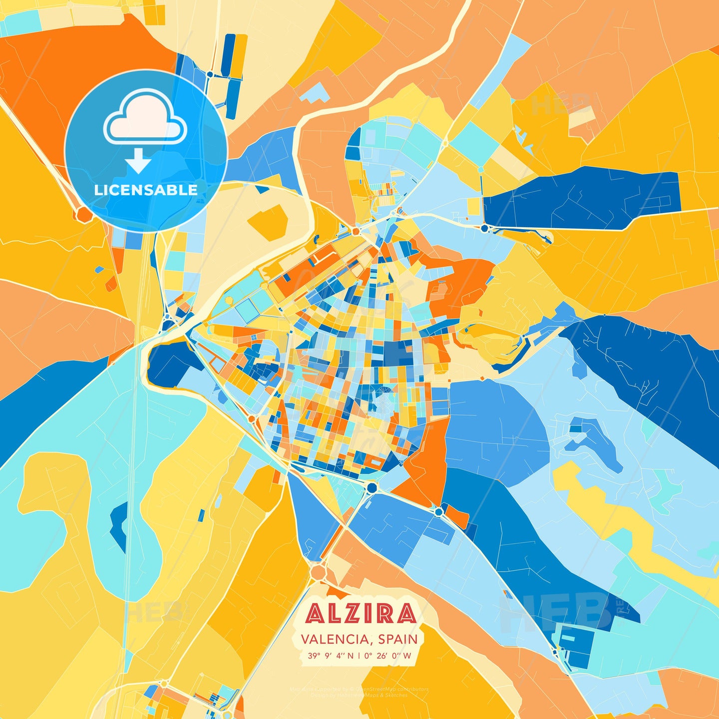 Alzira, Valencia, Spain, map - HEBSTREITS Sketches