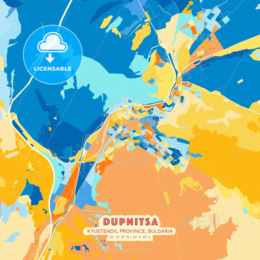 Dupnitsa, Kyustendil Province, Bulgaria, map - HEBSTREITS Sketches