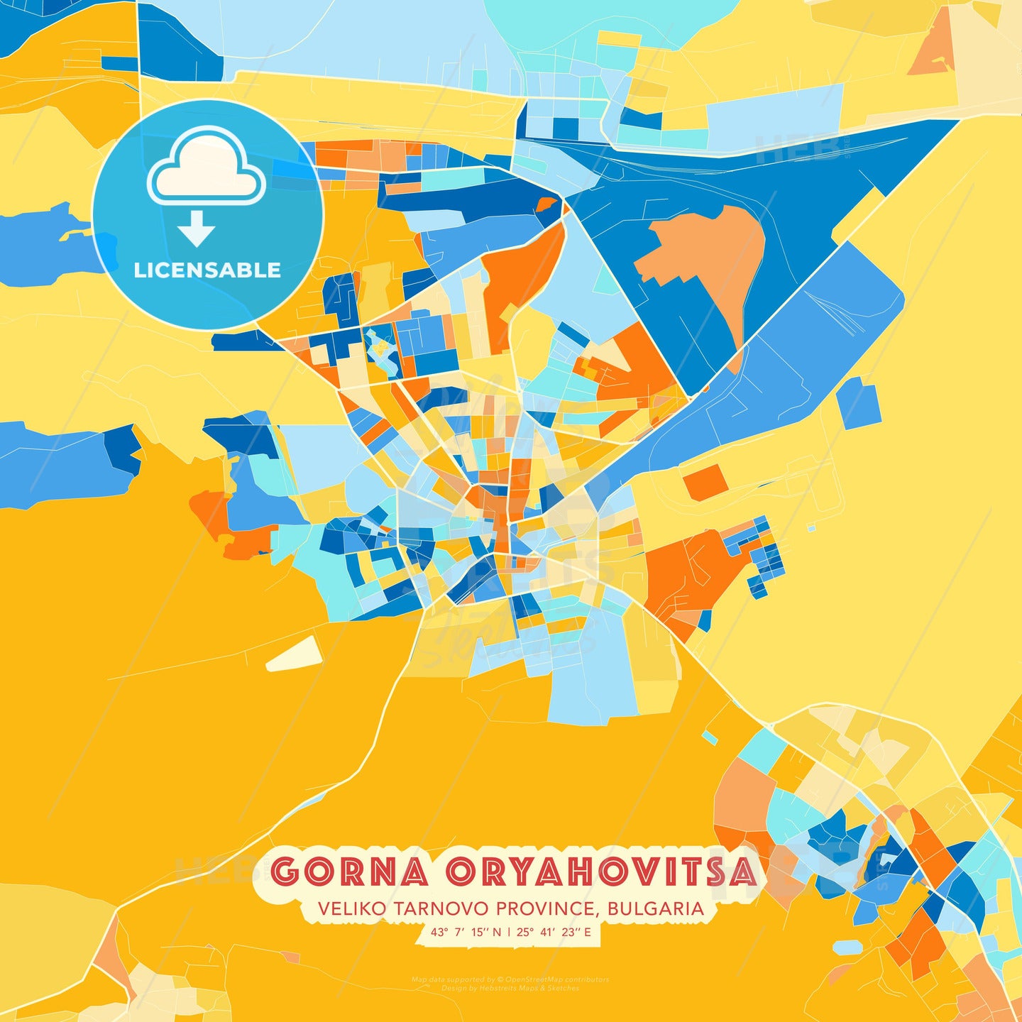 Gorna Oryahovitsa, Veliko Tarnovo Province, Bulgaria, map - HEBSTREITS Sketches
