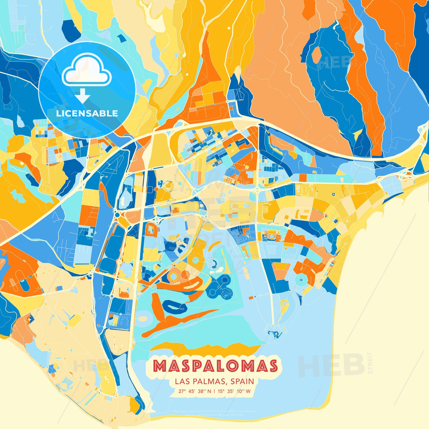 Maspalomas, Las Palmas, Spain, map - HEBSTREITS Sketches
