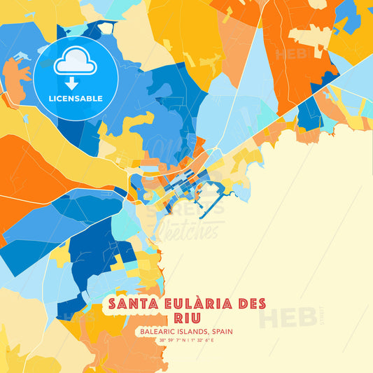 Santa Eulària des Riu, Balearic Islands, Spain, map - HEBSTREITS Sketches