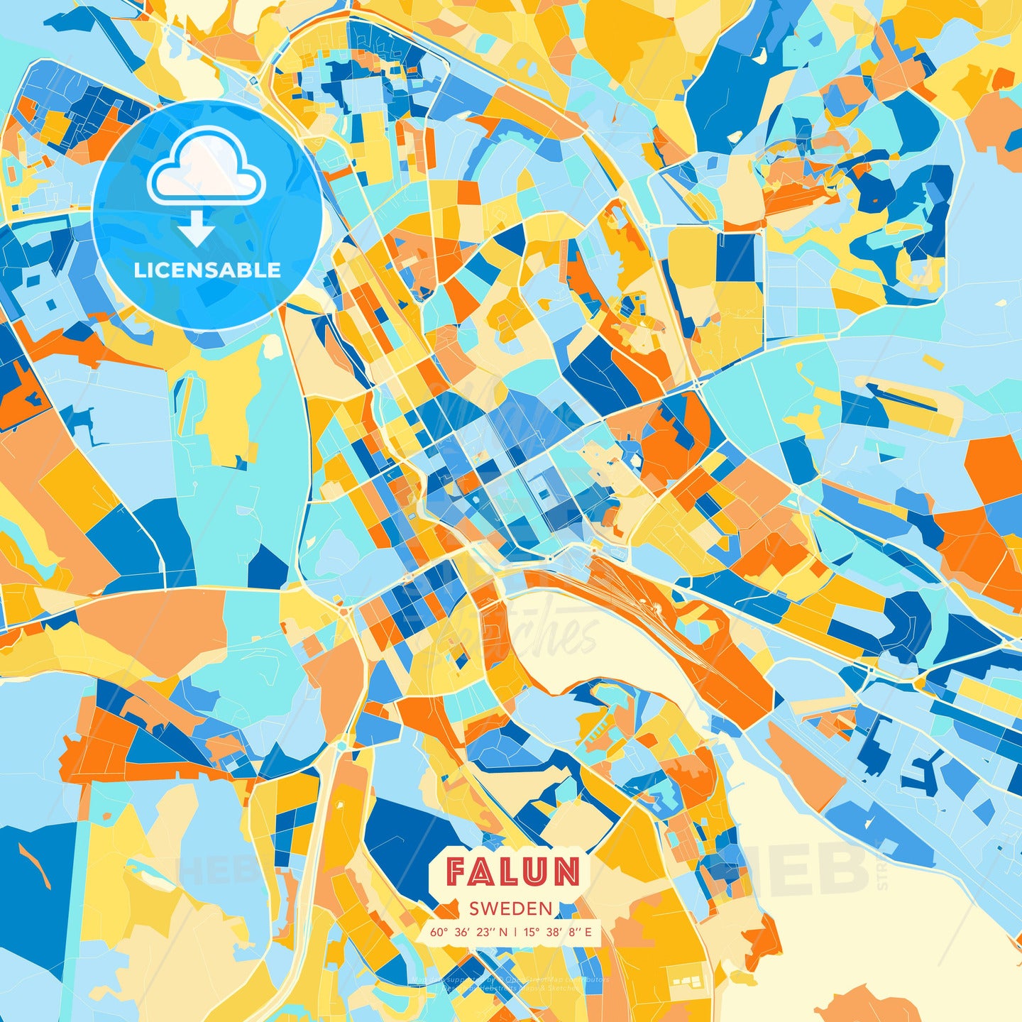 Falun, Sweden, map - HEBSTREITS Sketches