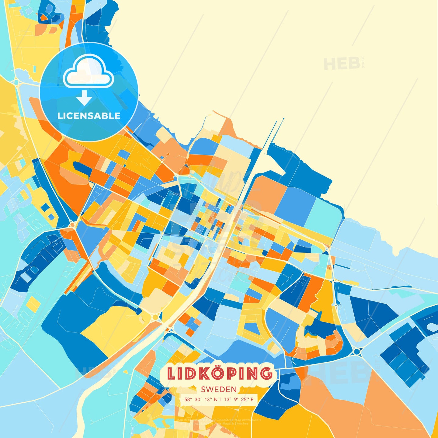 Lidköping, Sweden, map - HEBSTREITS Sketches