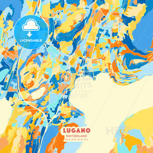 Lugano, Switzerland, map - HEBSTREITS Sketches