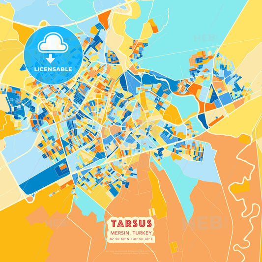Tarsus, Mersin, Turkey, map - HEBSTREITS Sketches