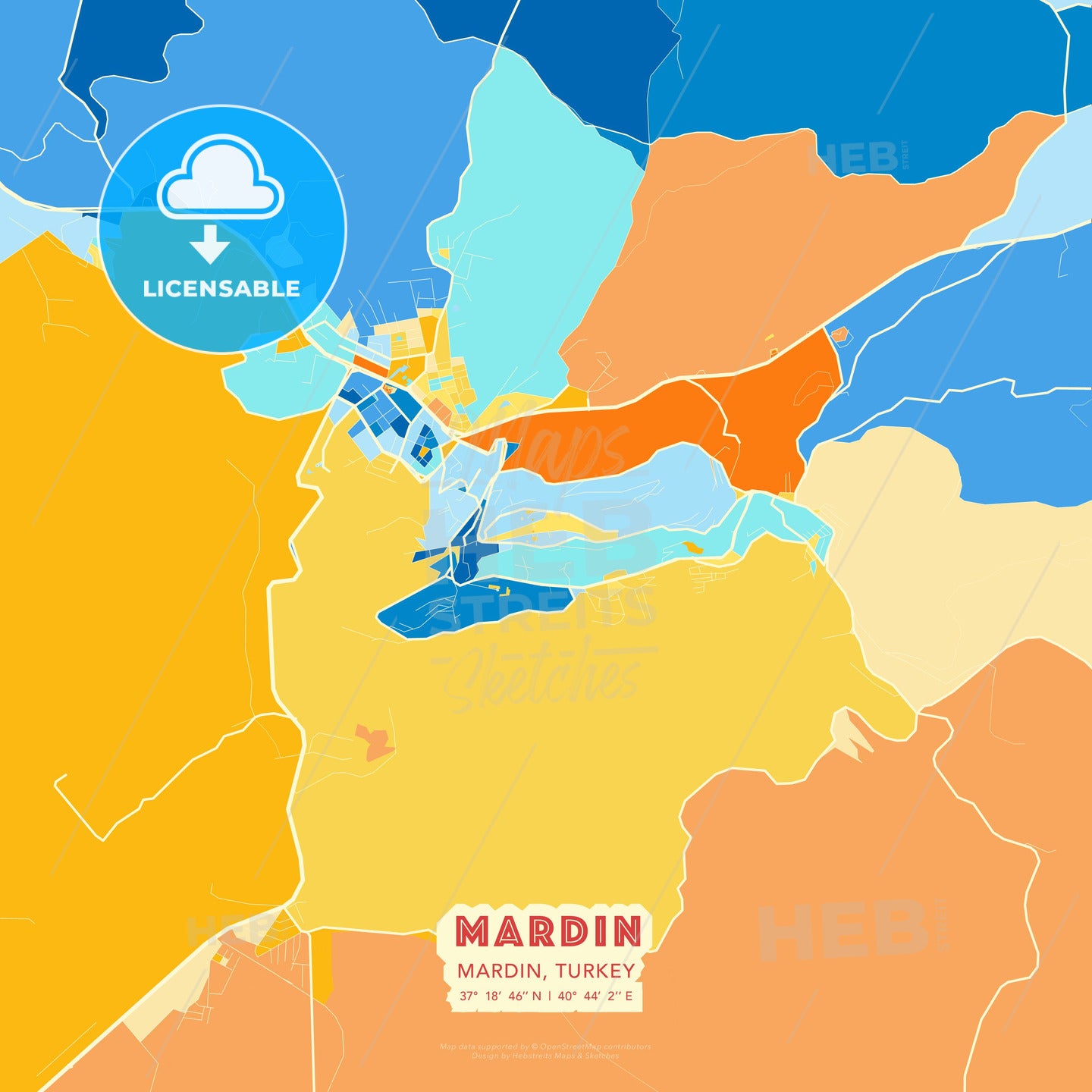 Mardin, Mardin, Turkey, map - HEBSTREITS Sketches