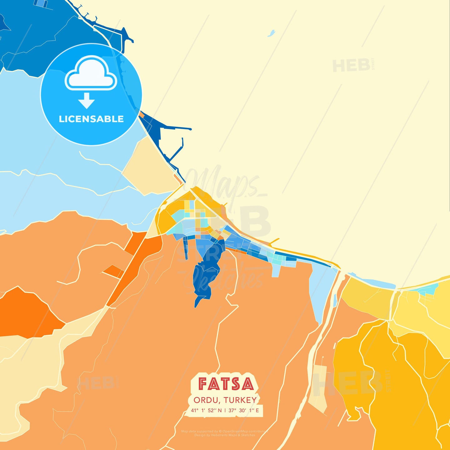 Fatsa, Ordu, Turkey, map - HEBSTREITS Sketches