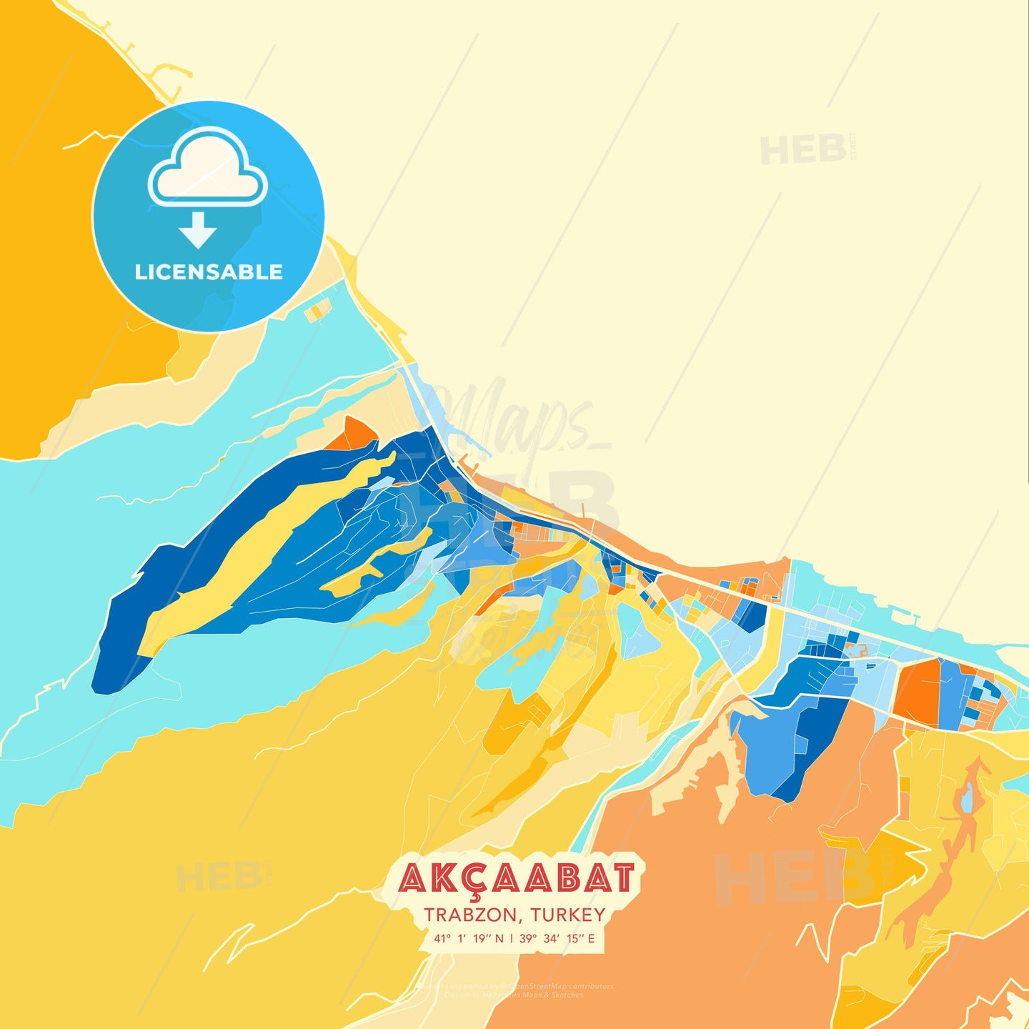 Akçaabat, Trabzon, Turkey, map - HEBSTREITS Sketches