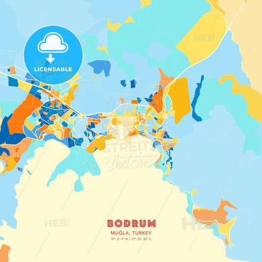Bodrum, Muğla, Turkey, map - HEBSTREITS Sketches
