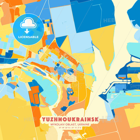 Yuzhnoukrainsk, Mykolaiv Oblast, Ukraine, map - HEBSTREITS Sketches