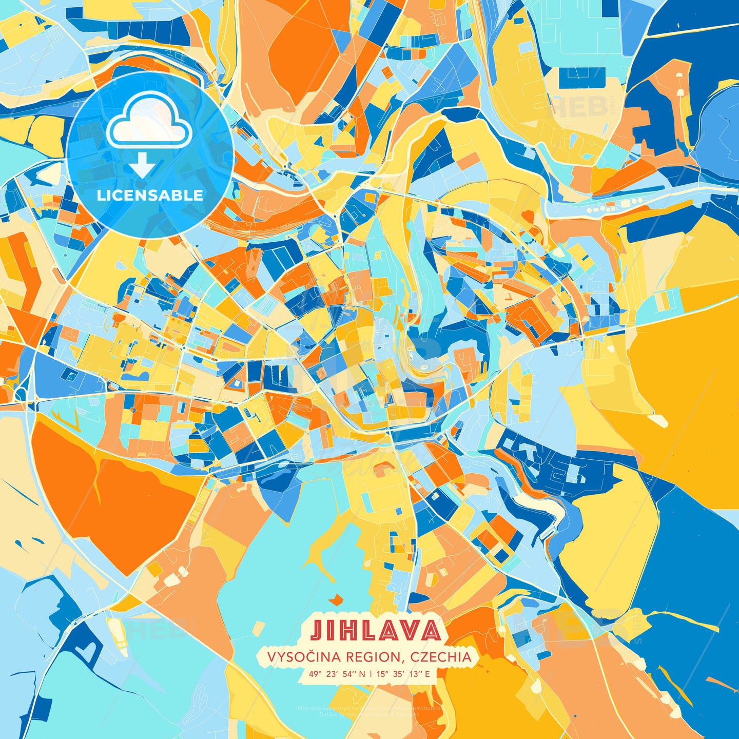 Jihlava, Vysočina Region, Czechia, map - HEBSTREITS Sketches