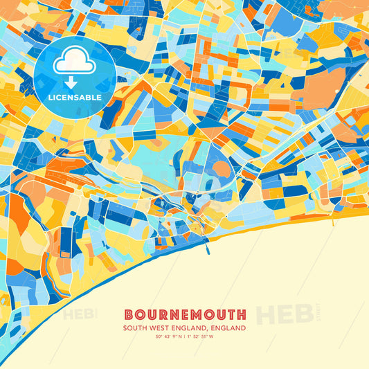 Bournemouth, South West England, England, map - HEBSTREITS Sketches