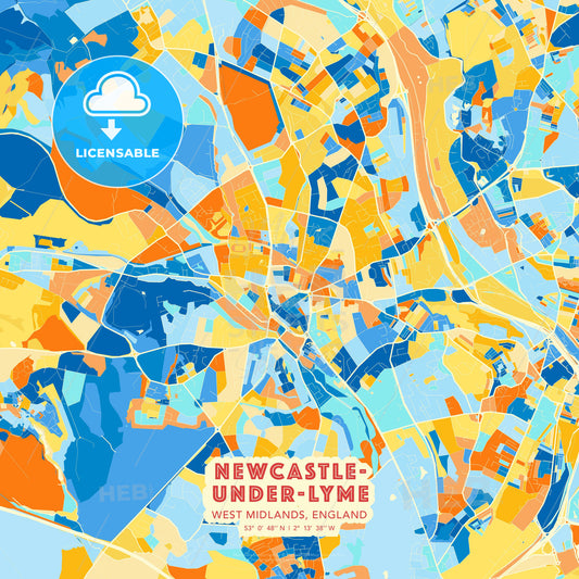 Newcastle-under-Lyme, West Midlands, England, map - HEBSTREITS Sketches